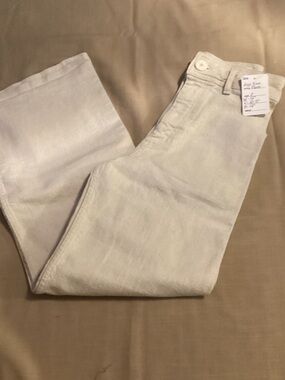 Zara High-Rise Flare Pants in Light Cream